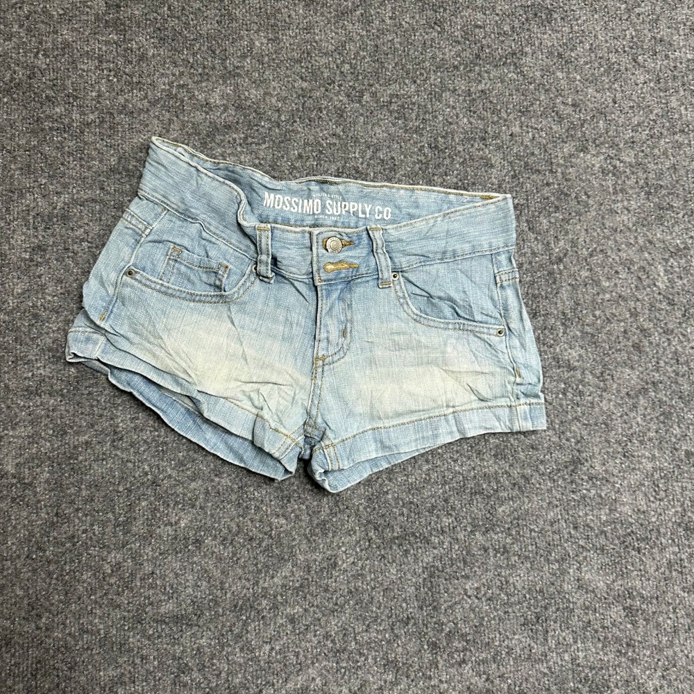 Mossimo Denim Shorts Womens Size 3 Light Wash Low Rise Cuffed Cotton Blend